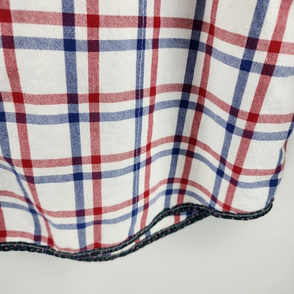 TFG Creative Garments Western Shirt Mens XL Plaid Pearl Snap Red White Blue - Picture 4 of 8